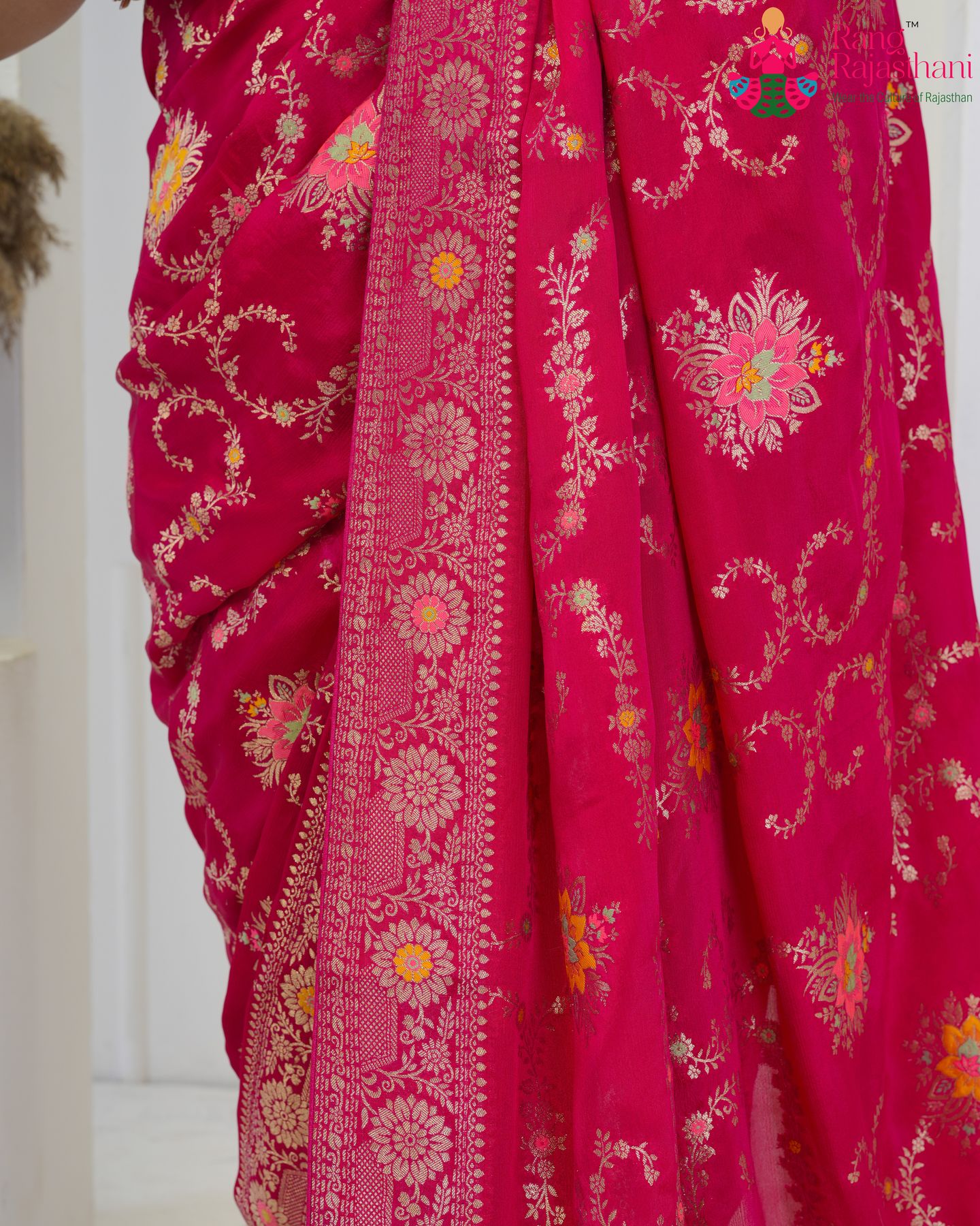 Rani Chinon Saree – Royal Festive Look