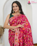 Rani Pure Georgette saree with Khaddi Work close up detailing