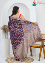 Voilet Pure Georgette saree with Khaddi Work back view