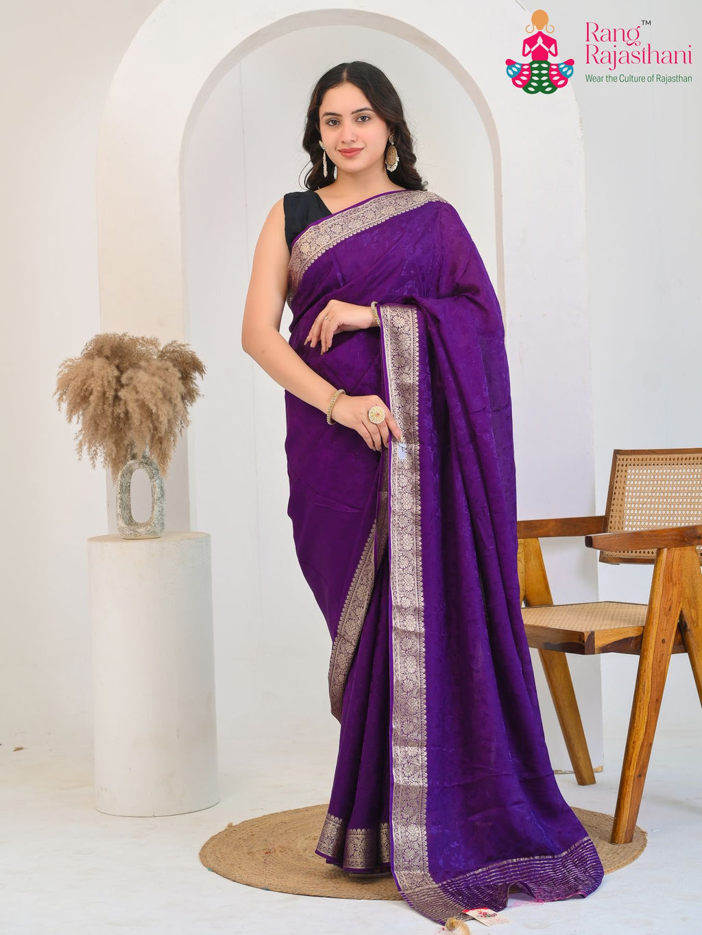 violet pure silk saree with jacquard texture for sister's wedding