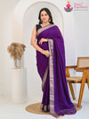 Violet Jacquard Weave Premium Zari Saree : Subtle Opulence