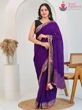 Violet Pure Chinon Resham Sequence Saree : Elegant Spark