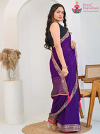 violet Chinon saree with Sequence side drape view