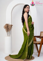Olive Silk saree with Sequence pallu detailing