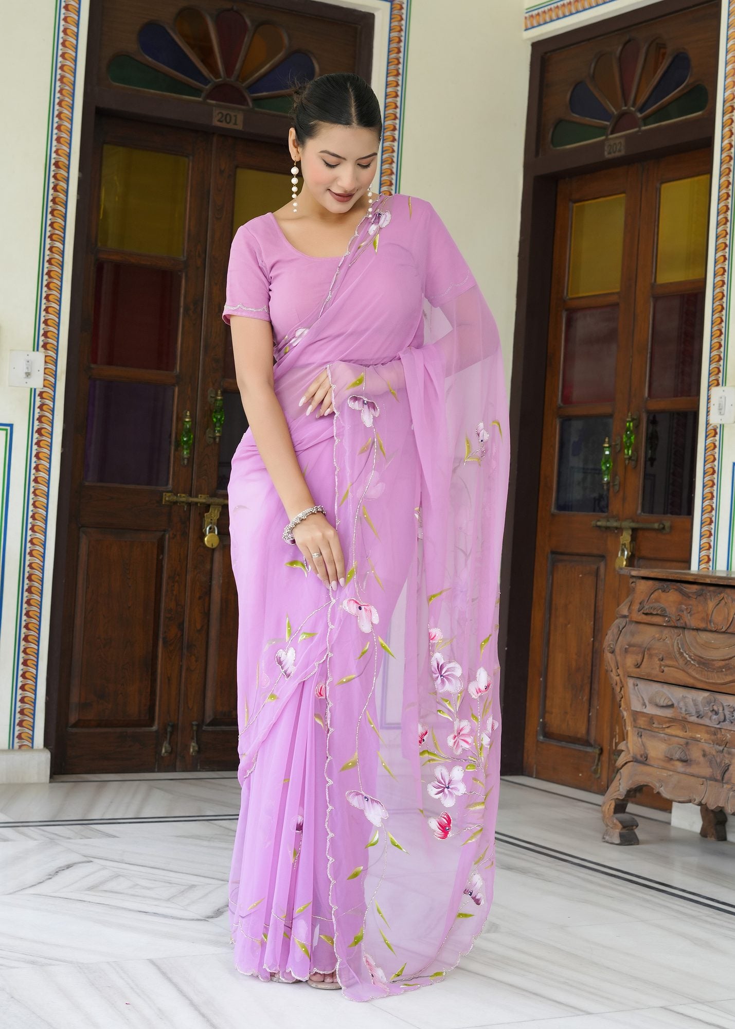 Purple Girlish Saree - Reel-Perfect