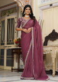 Onion Imported Party saree with Rich Border from Rang Rajasthani
