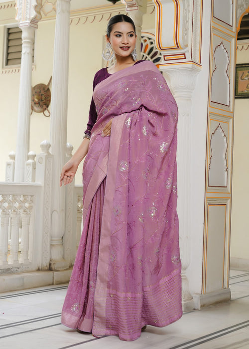 Onion Crush Shimmer Silk Graceful Saree : Party look main-image