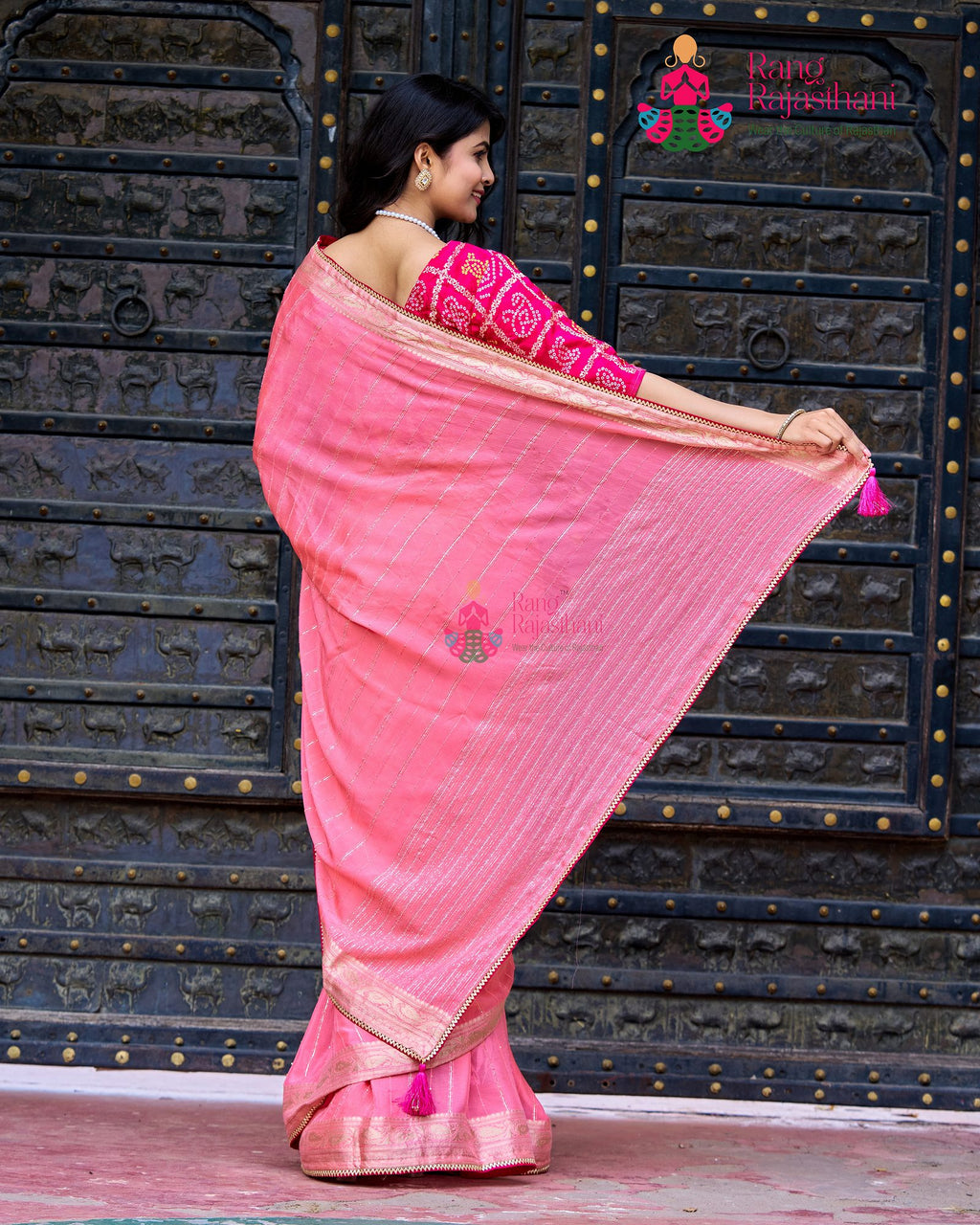 Pink Chinnon Saree - Chic