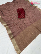 full view of onion pure chinnon saree