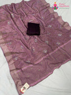 border detailing of onion tissue saree