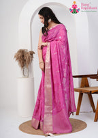 Onion Silk saree with Sequence side drape view