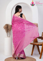 Onion Silk saree with Sequence back view