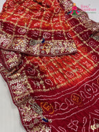 complete look of orange gajji silk hand embellishment saree