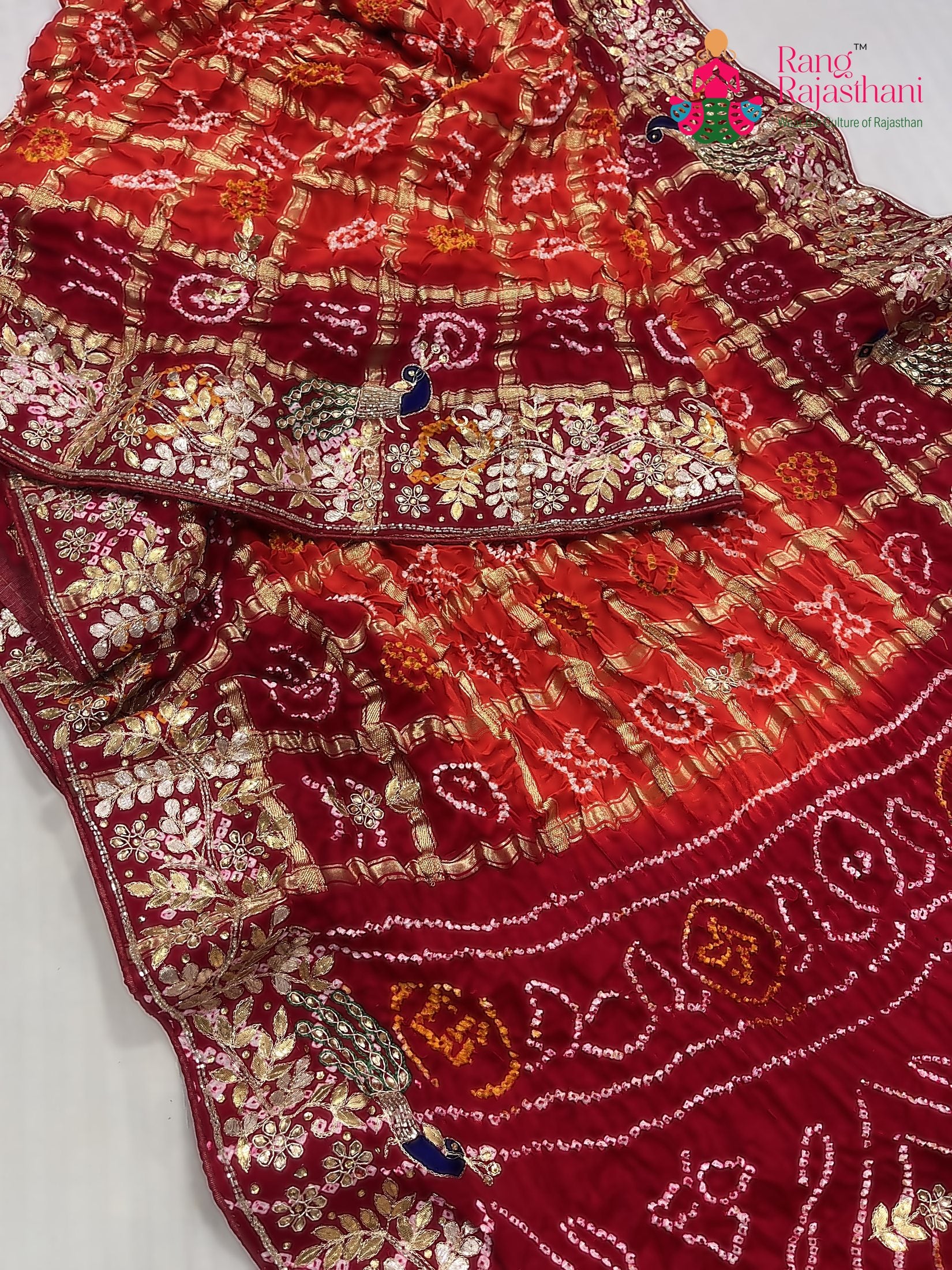 complete look of orange gajji silk hand embellishment saree