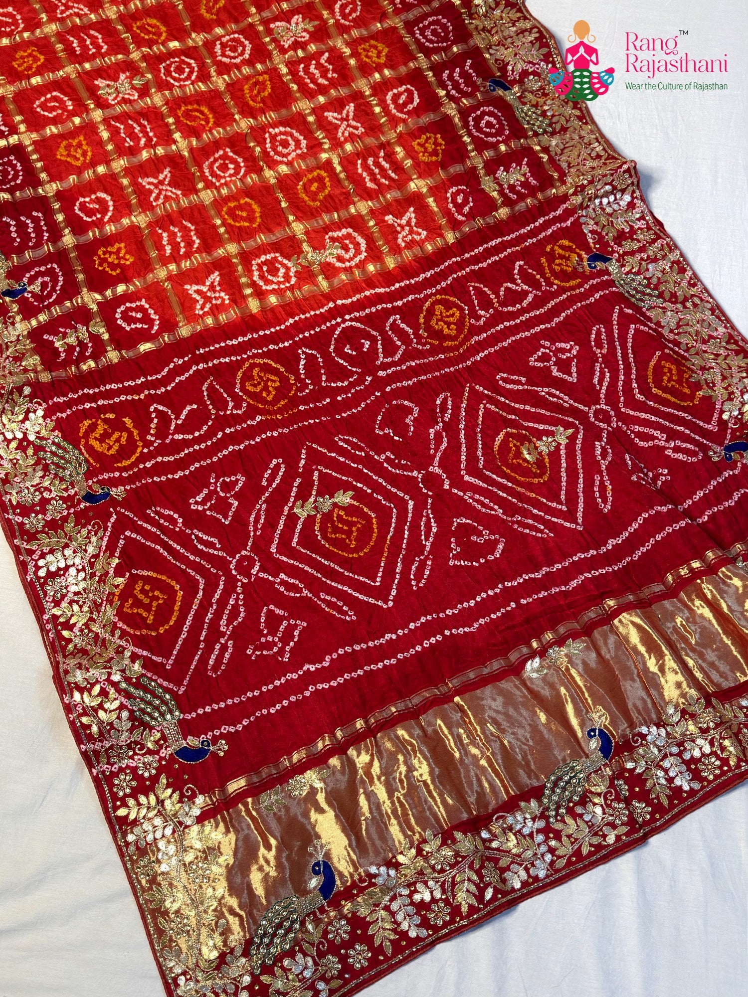 Orange Gajji Silk Hand Embellishment Gharchola Saree for Mayra Ceremony | Ethnic Edit