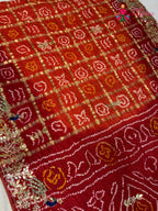 Orange Gajji Silk Hand Embellishment Gharchola Saree for Mayra Ceremony | Ethnic Edit