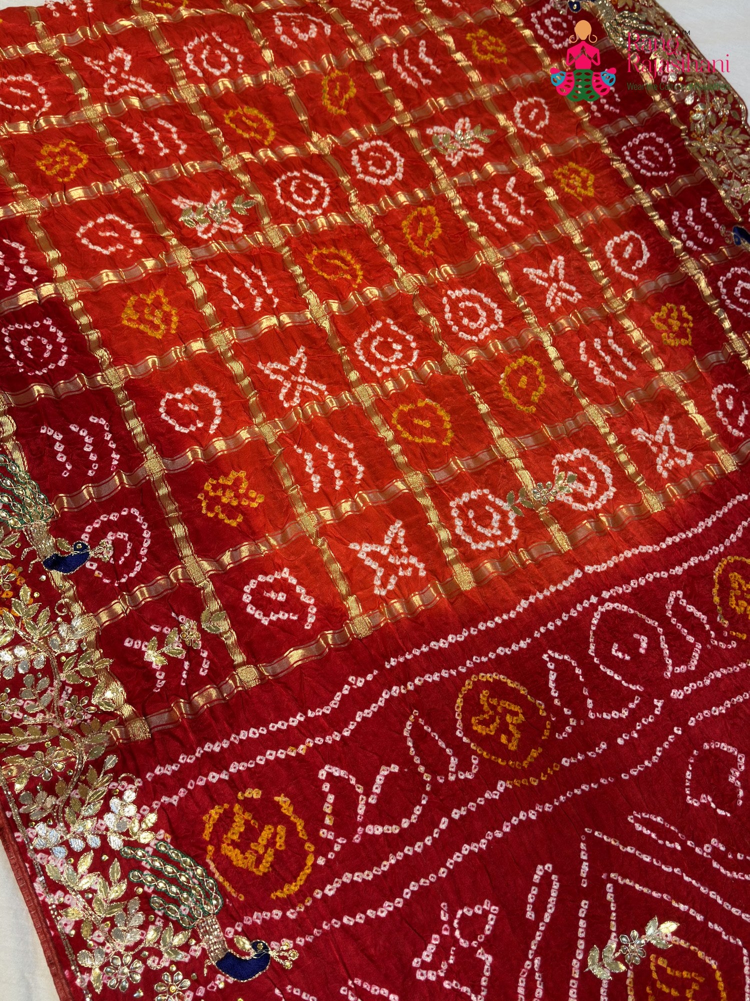 Orange Gajji Silk Hand Embellishment Gharchola Saree for Mayra Ceremony | Ethnic Edit