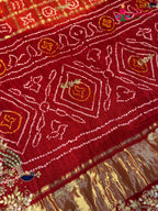 Orange Gajji Silk Hand Embellishment Gharchola Saree for Mayra Ceremony | Ethnic Edit