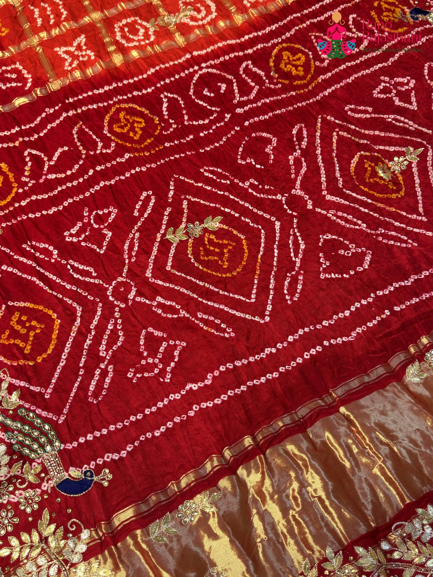 Orange Gajji Silk Hand Embellishment Gharchola Saree for Mayra Ceremony | Ethnic Edit
