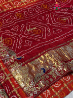 Orange Gajji Silk Hand Embellishment Gharchola Saree for Mayra Ceremony | Ethnic Edit