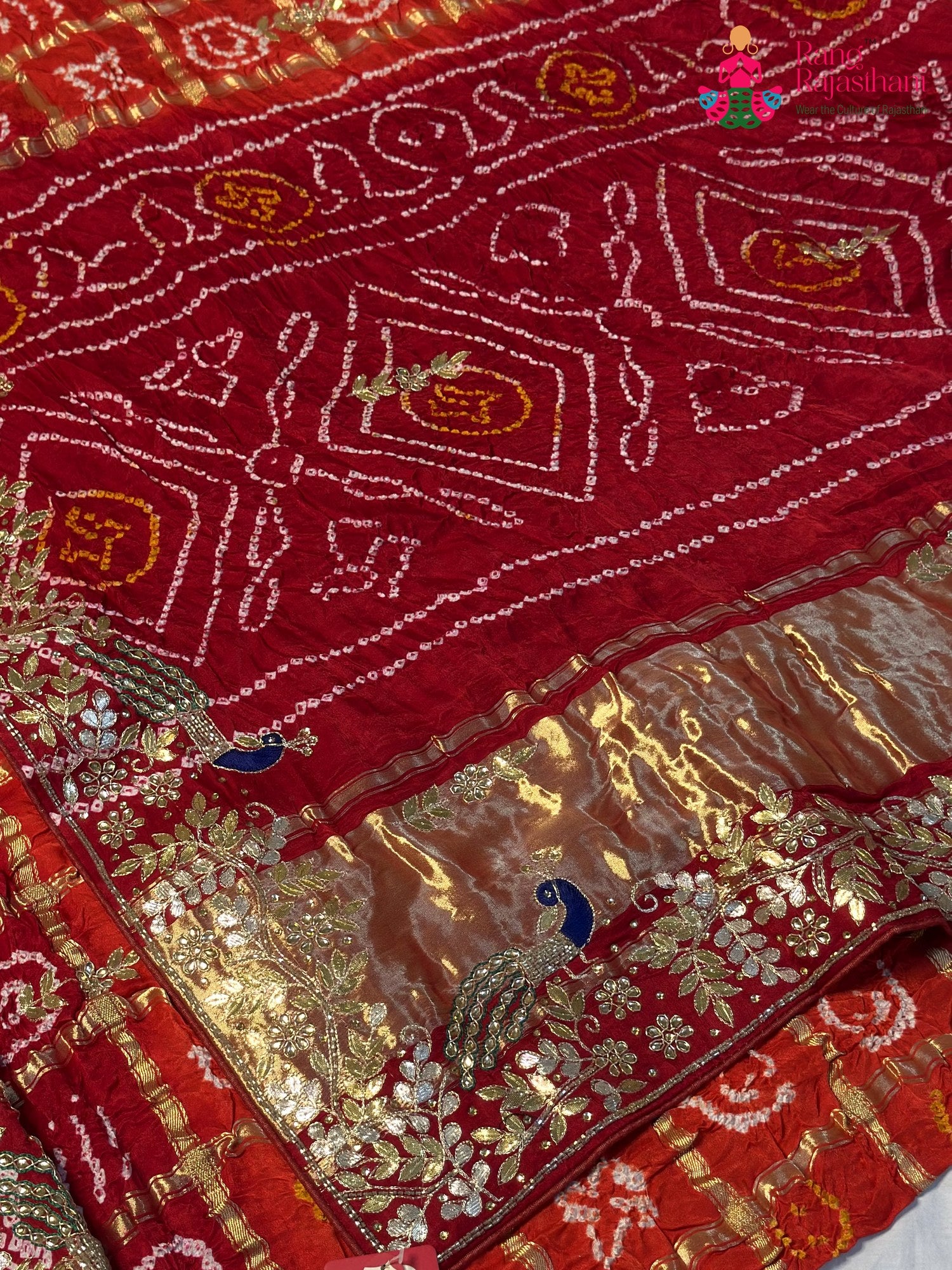 Orange Gajji Silk Hand Embellishment Gharchola Saree for Mayra Ceremony | Ethnic Edit