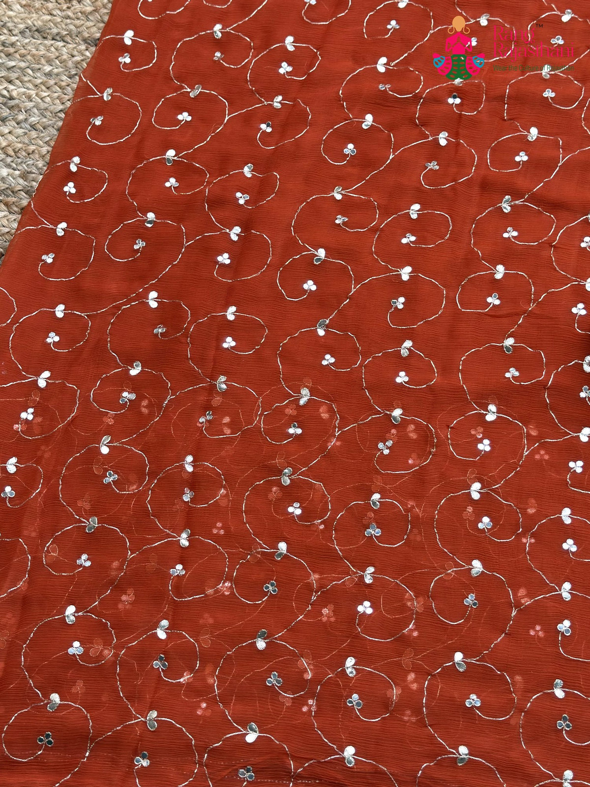 Orange Pure Chiffon Gota Patti Saree for Bridal | Buy Online