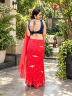 Orange Pure Chiffon Rajputi Aari Tari Saree for Bridal | Designer Collection