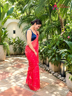 Orange Pure Chiffon Rajputi Aari Tari Saree for Bridal | Designer Collection