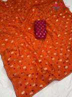 Orange Pure Dola Silk Bandhani Chunri Saree for Haldi Ceremony | Latest Edit