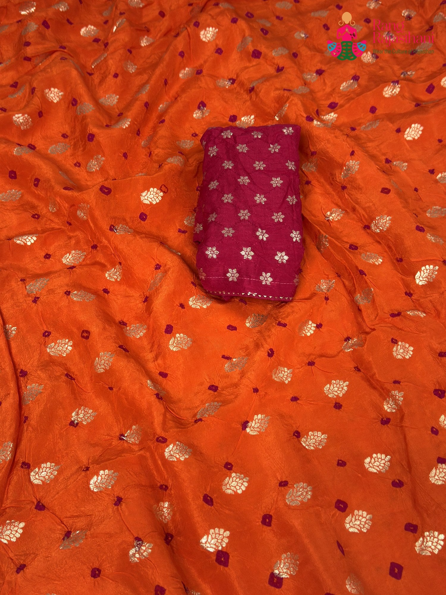 Orange Pure Dola Silk Bandhani Chunri Saree for Haldi Ceremony | Latest Edit