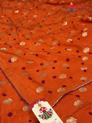 Orange Pure Dola Silk Bandhani Chunri Saree for Haldi Ceremony | Latest Edit