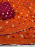 Orange Pure Dola Silk Bandhani Chunri Saree for Haldi Ceremony | Latest Edit