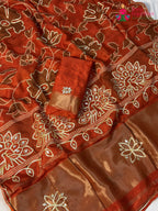 orange pure russsian silk bandhani saree ethnic wear by Rang Rajasthani