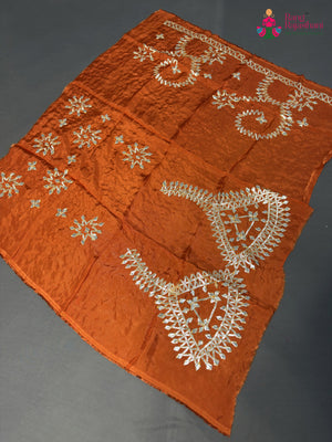 Orange Pure Upada Silk Gota Patti Unstitched Blouse for Festive Celebration | Wedding Saree
