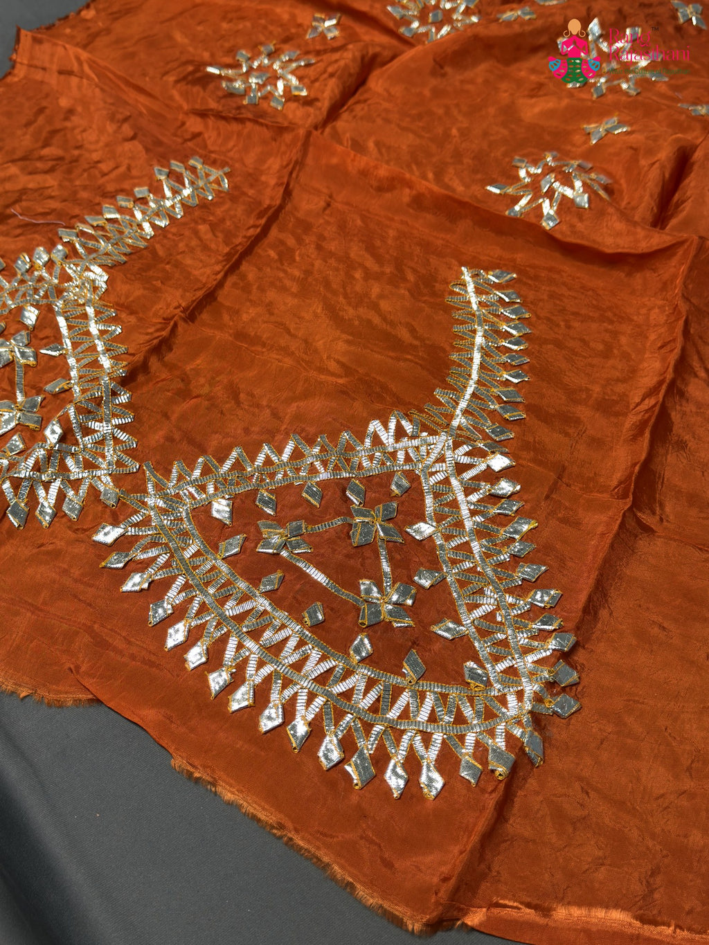 complete look of orange pure upada silk gota patti blouse 3807