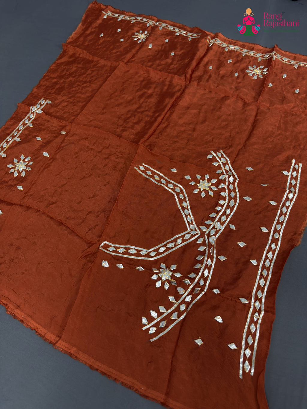 orange pure upada silk gota patti blouse 3813 by Rang Rajasthani