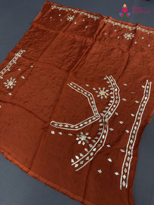 Orange Pure Upada Silk Gota Patti Unstitched Blouse for Festive Celebration | Festive Wear