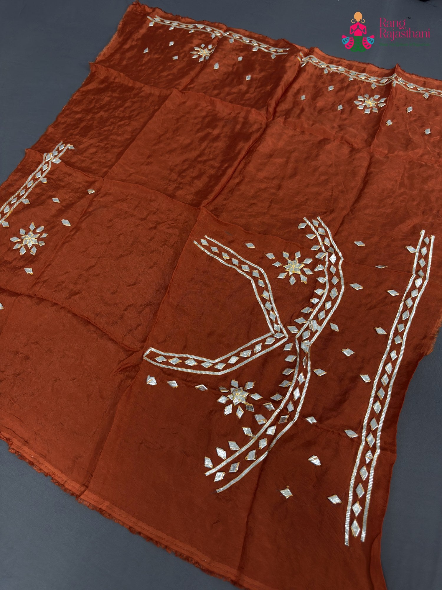 orange pure upada silk gota patti blouse 3813 by Rang Rajasthani