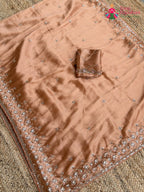 Orange Shimmer Tissue Hand Work Saree for Haldi Ceremony | Shop Online