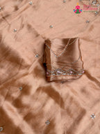 Orange Shimmer Tissue Hand Work Saree for Haldi Ceremony | Shop Online