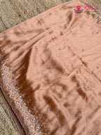 Orange Shimmer Tissue Hand Work Saree for Haldi Ceremony | Shop Online
