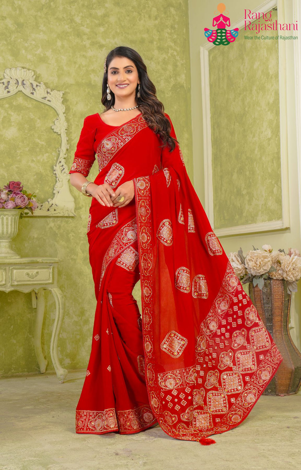 Soft Red Traditional Saree - Festive