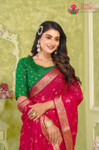 Rani Chinon saree with Sequence side drape view