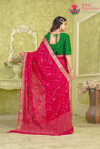 Rani Chinon saree with Sequence back view