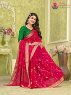 Rani Chinon saree with Sequence close up detailing