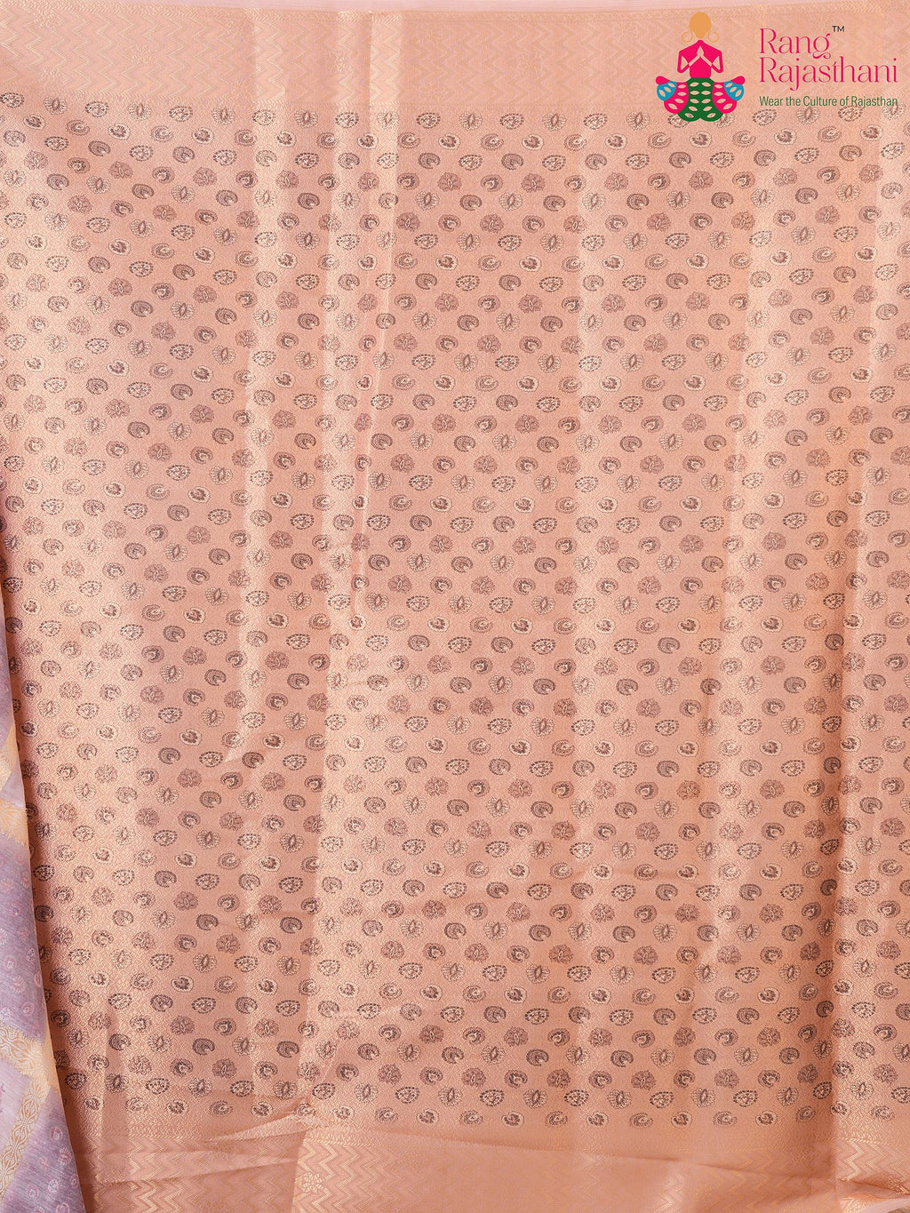 peach SyntheticSilk saree with Printed pleats view