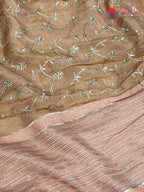 Peach Pure Tissue Silk Zari Embroidery Saree for Festive Celebration | Artisan Craft