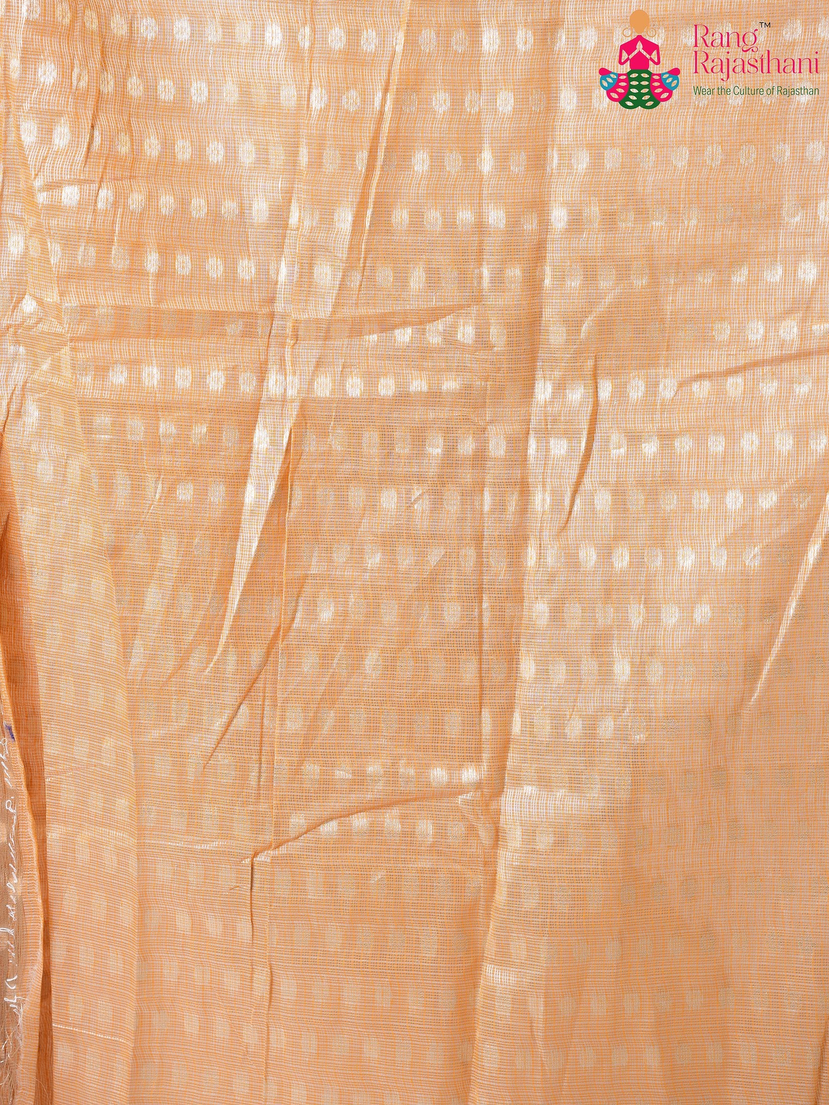 peach KotaPureSilk saree with Printed pleats view