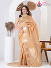 Peach Soft Kota Silk Weaving Work Saree : Subtle Royal Drape