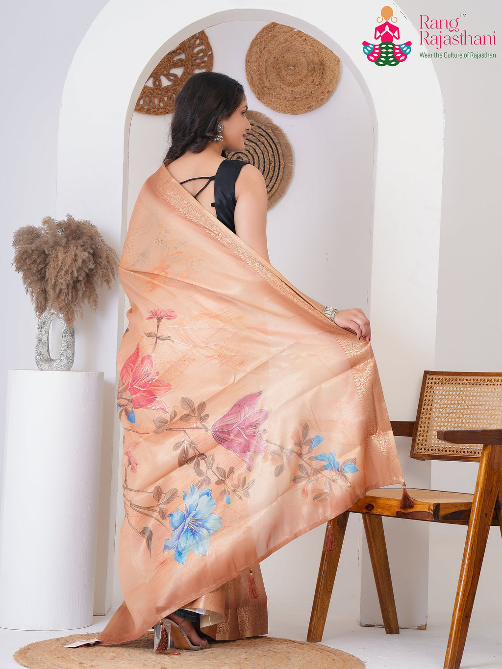 Wine Imported saree with Printed close up detailing